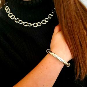 Silver tone Necklace and Bracelet